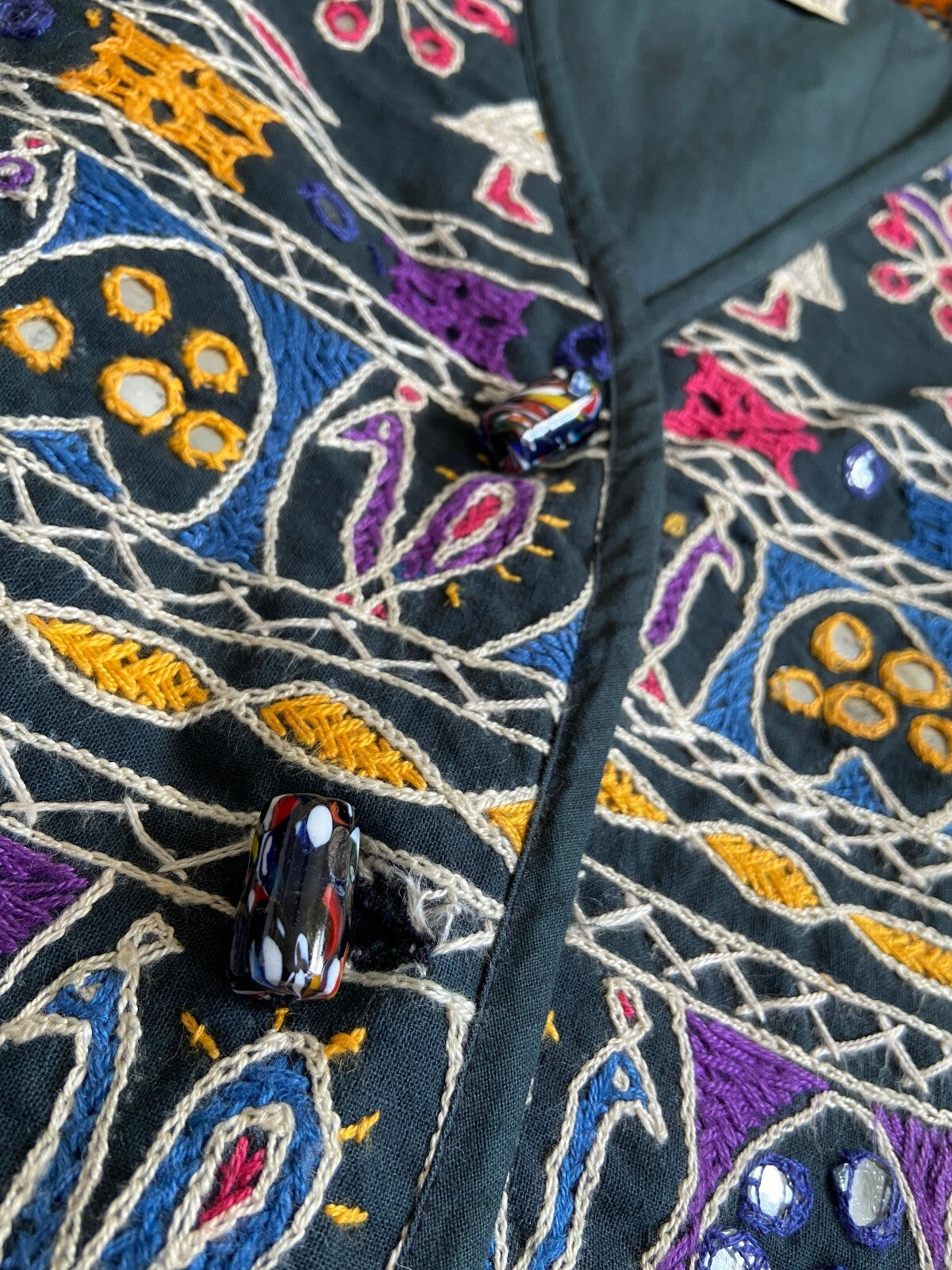 Vintage Indian Embroidered Hippie Waistcoat