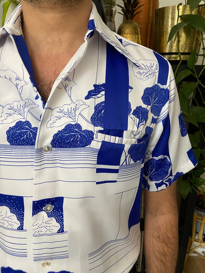 Vintage 1970s Hawaiian Dagger Collar Shirt