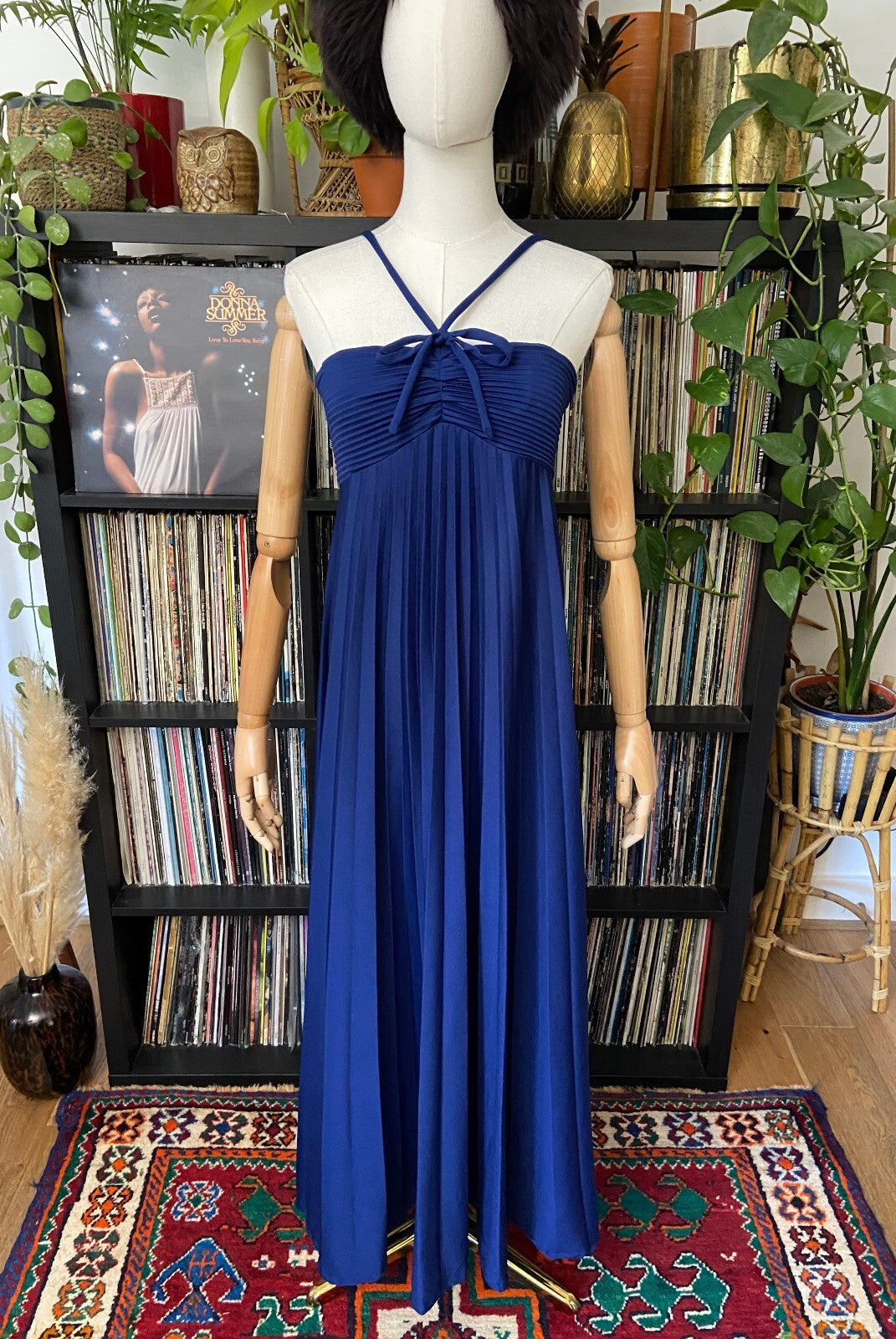 Vintage 1970s Navy Strappy Disco Dress