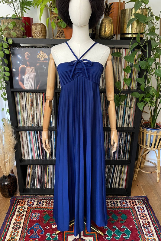Vintage 1970s Navy Strappy Disco Dress