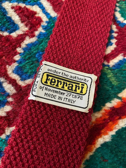 Vintage 1970s Red Ferrari Knit Tie
