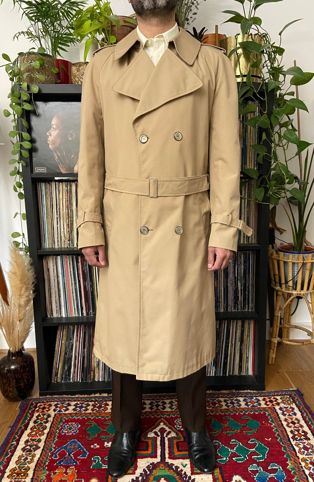 Vintage 1970s Beige Belted Raincoat