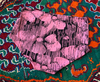 Vintage 1970s Pink & Black Swim Shorts