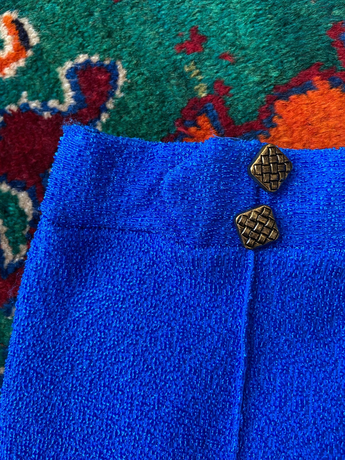 Vintage 1970s Royal Blue Textured Swim Shorts