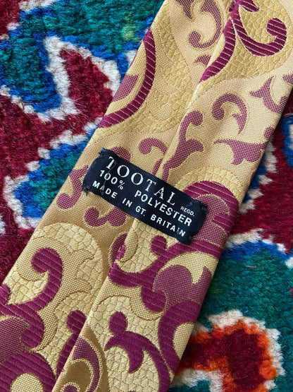 Vintage 1970s Pink & Yellow Woven Pattern Tie