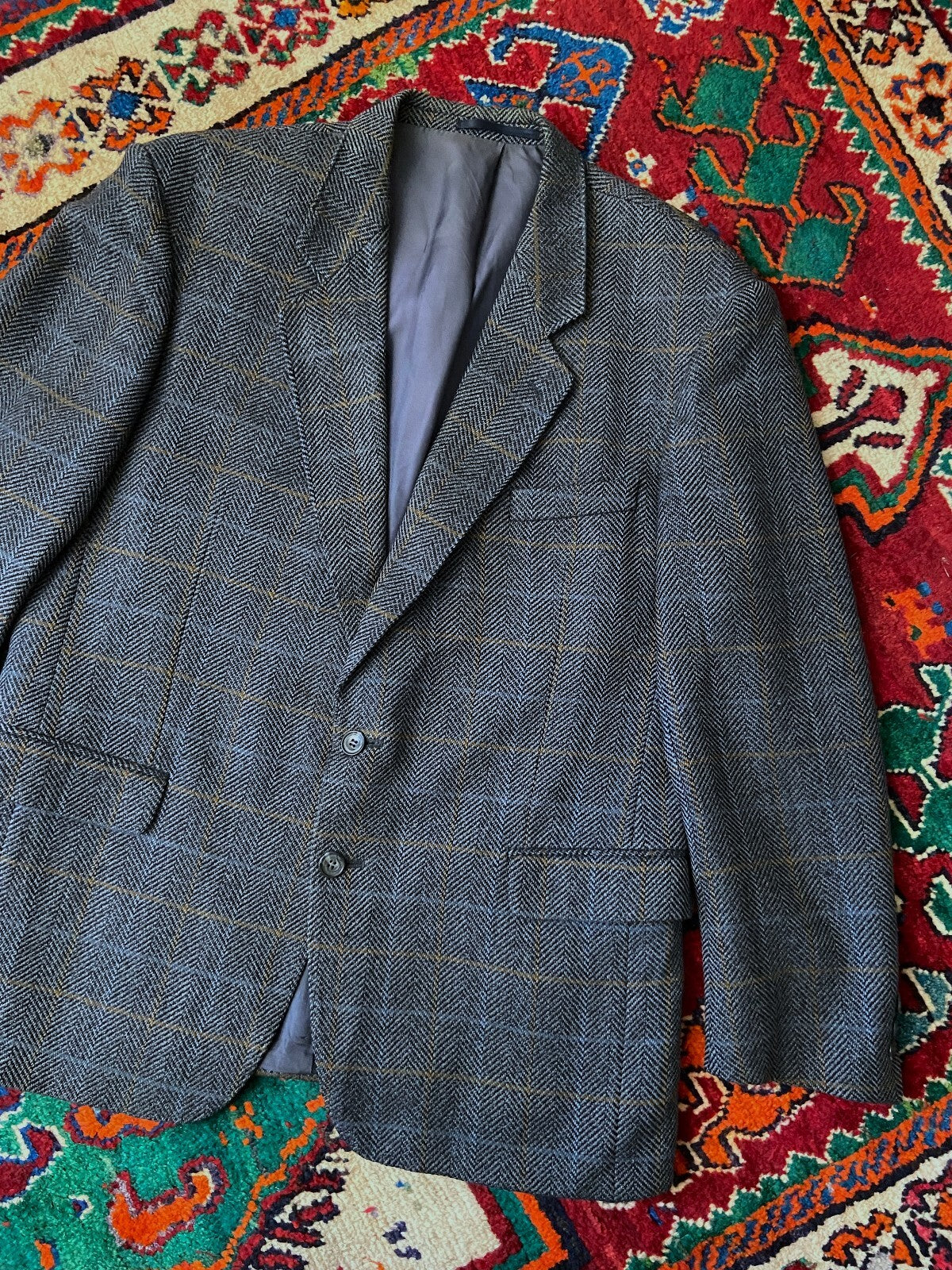 Vintage 1980s Herringbone Lambswool Blazer Jacket