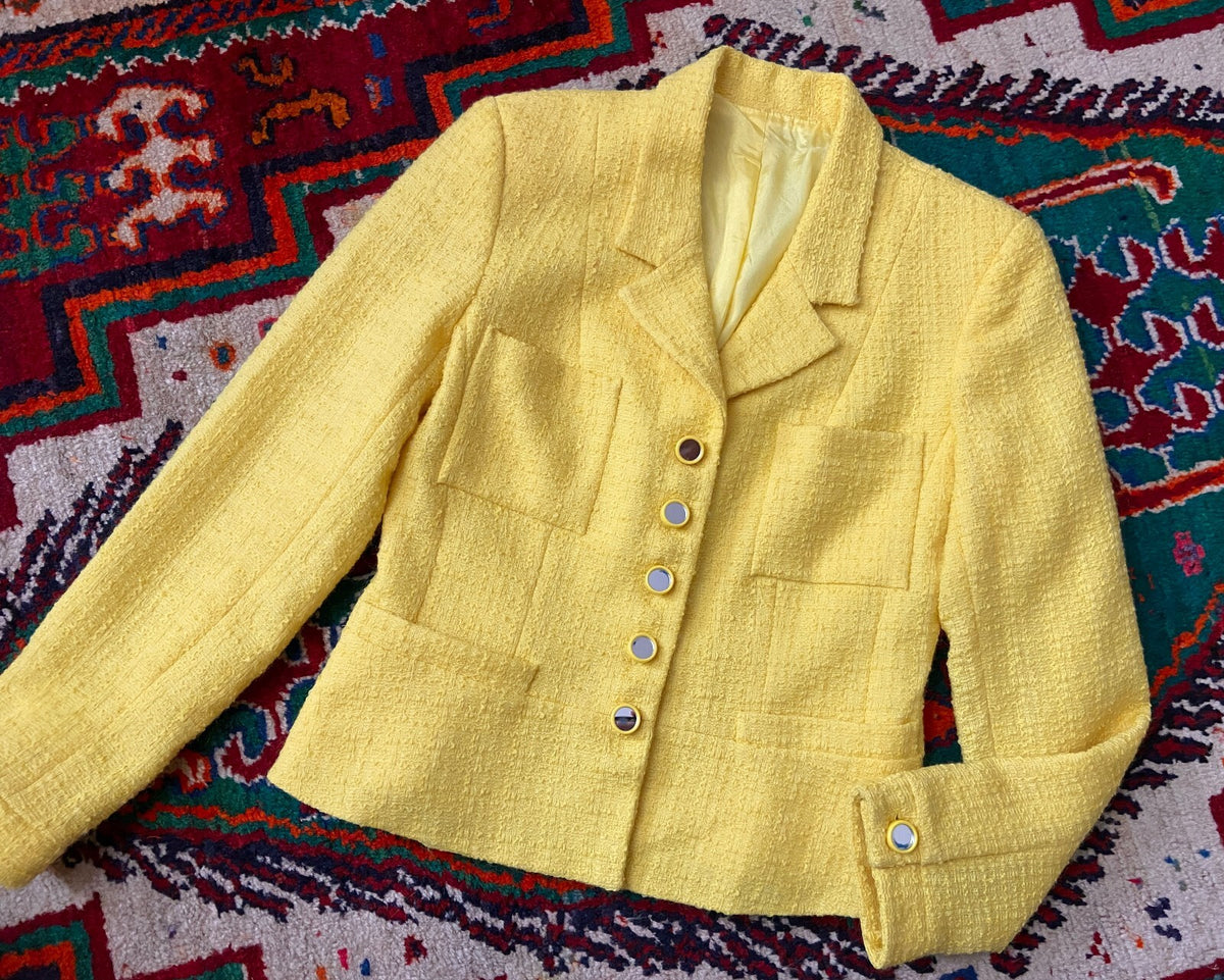 Vintage 1980s Yellow Tweed Jacket