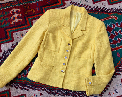 Vintage 1980s Yellow Tweed Jacket