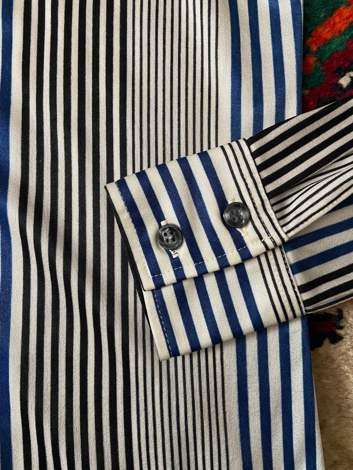 Vintage 1970s Navy & Black Striped Shirt