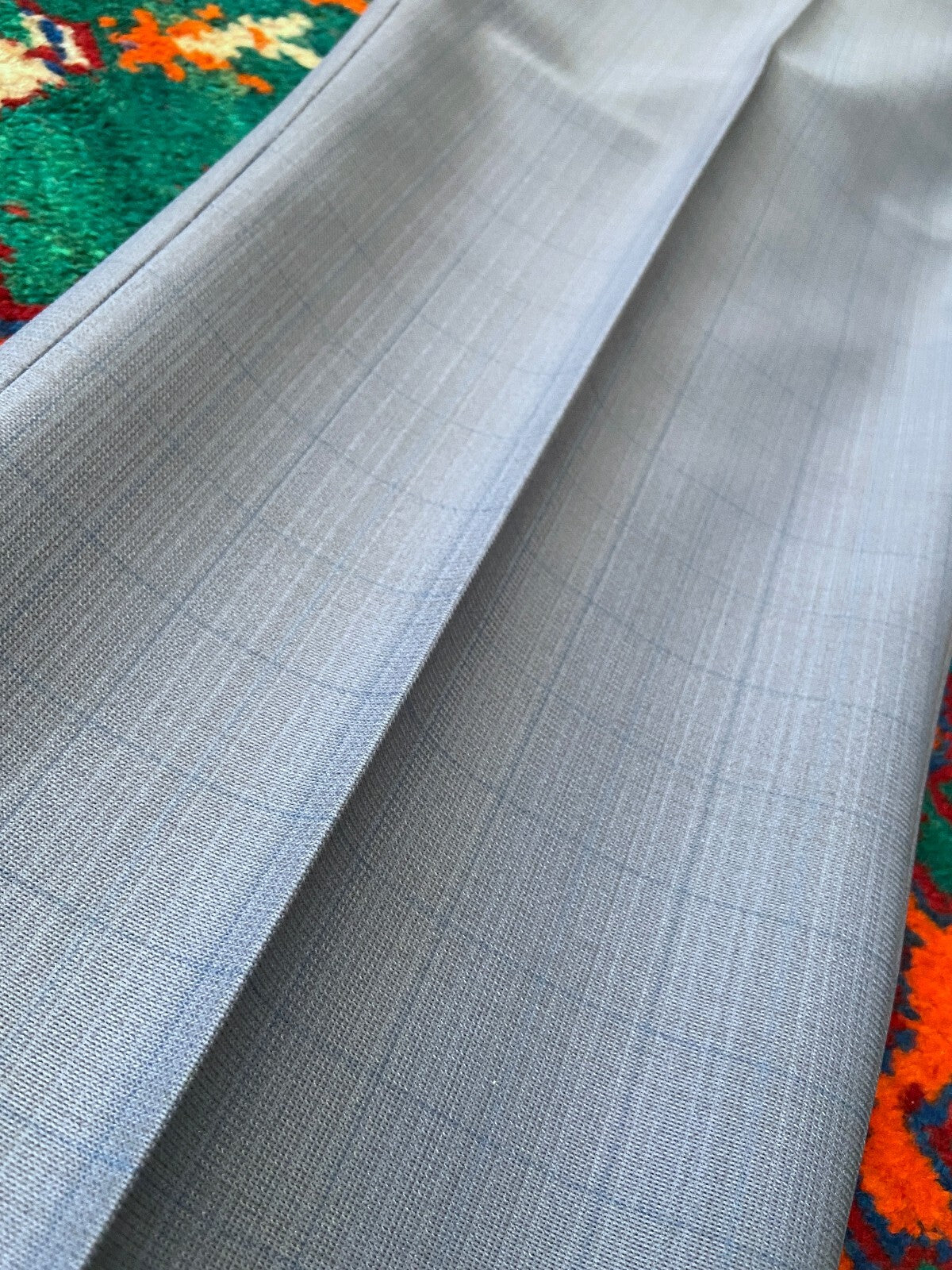 Vintage 1970s Grey Blue Adjustable Golf Trousers W32-35 / L31