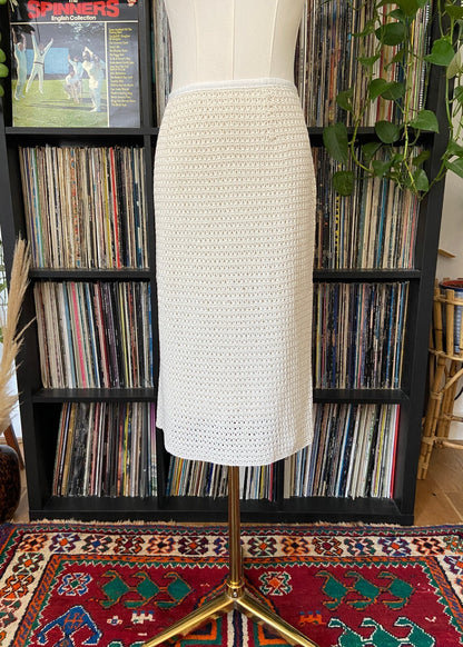 Vintage 1970s Cream Crochet Two Piece Mod Set