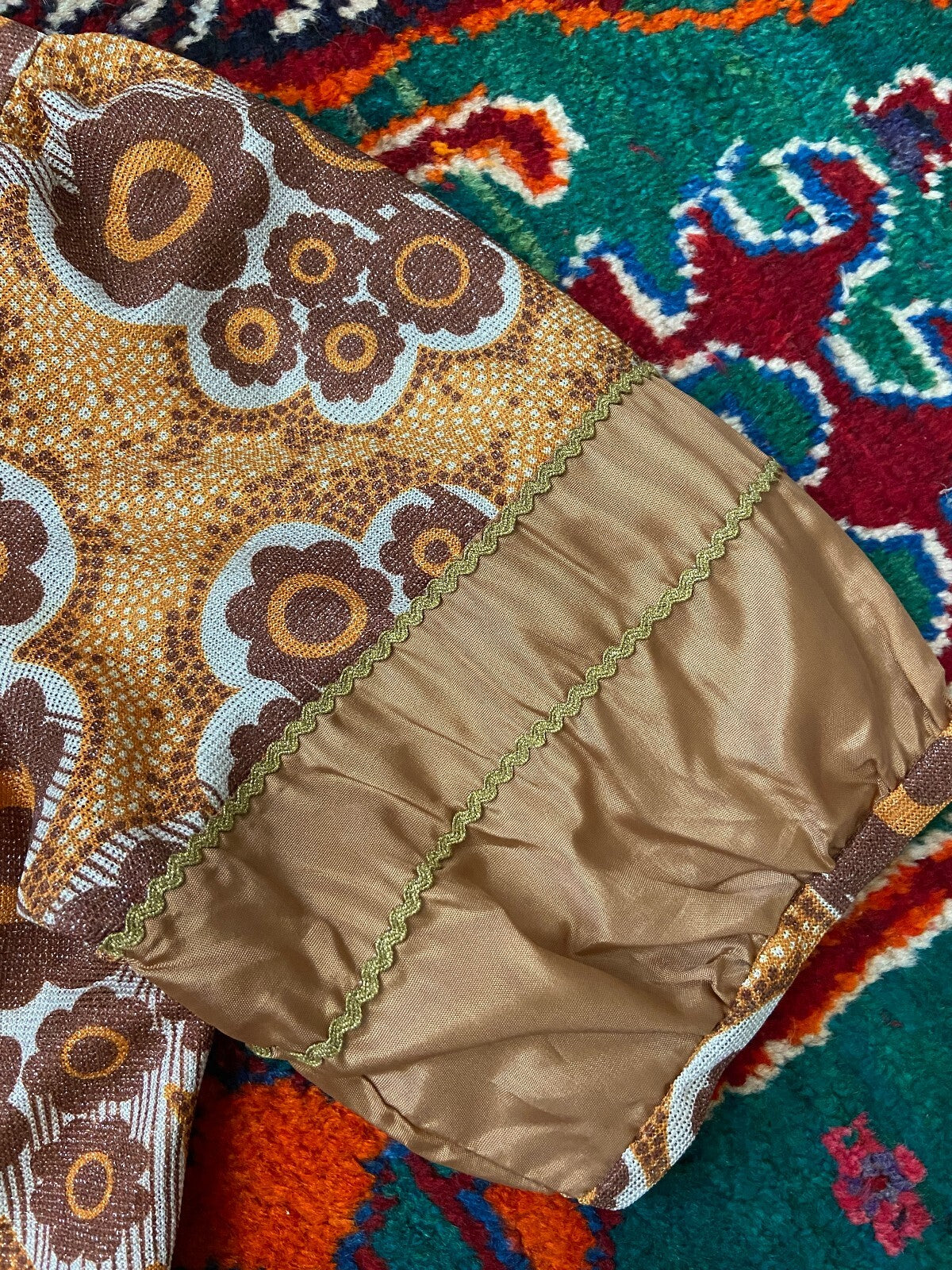 Vintage 1970s Brown Flower Power Dress