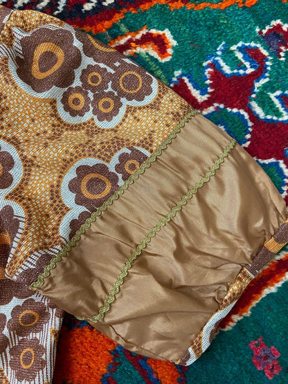Vintage 1970s Brown Flower Power Dress