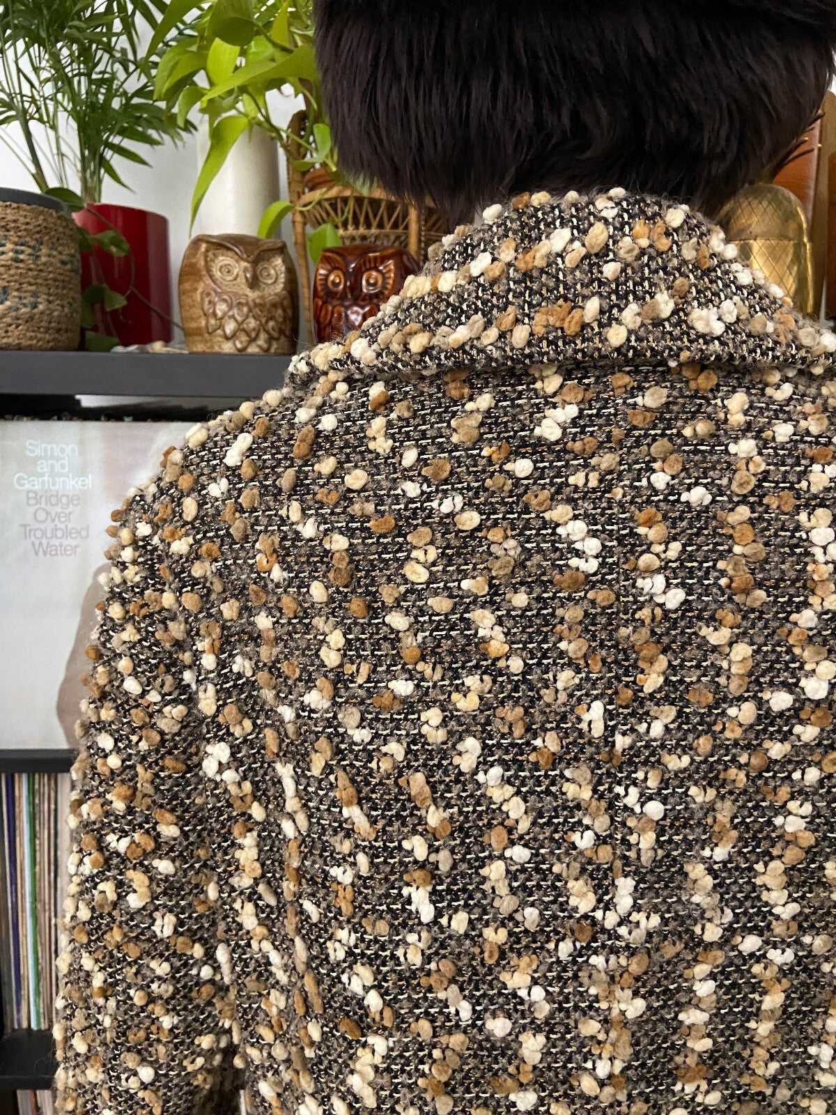 Vintage 1970s Beige Boucle Zip Up Jacket