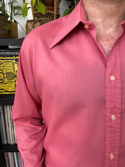 Vintage 1970s Pink Dagger Collar Shirt