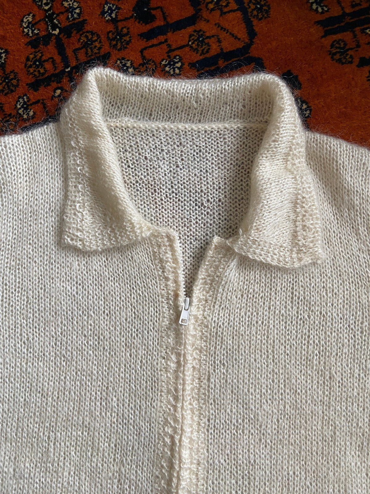 Vintage 1970s Cream Fluffy Zip Up Cardigan