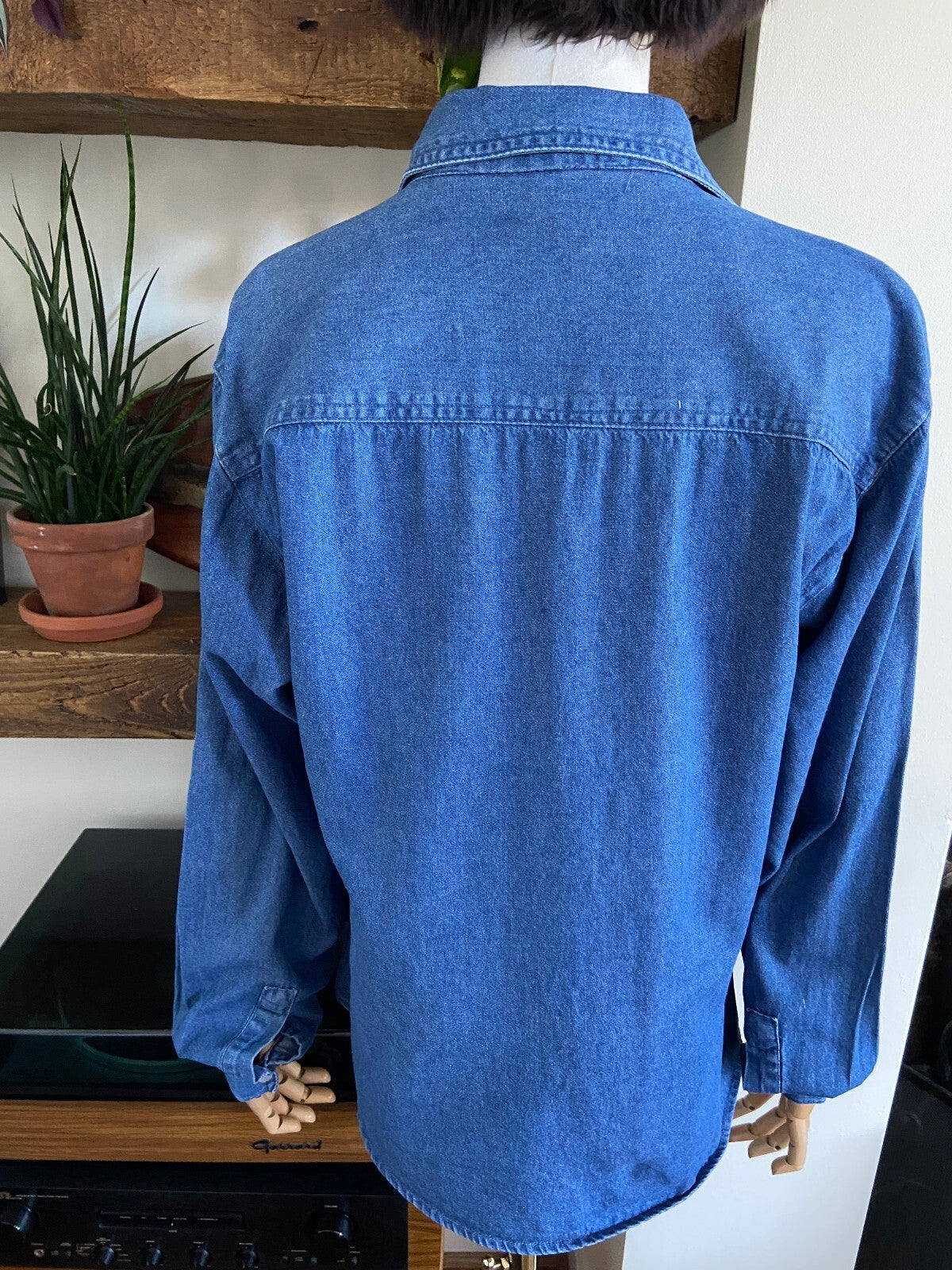 Vintage 90s Blue Denim Western Shirt