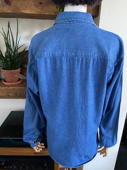 Vintage 90s Blue Denim Western Shirt