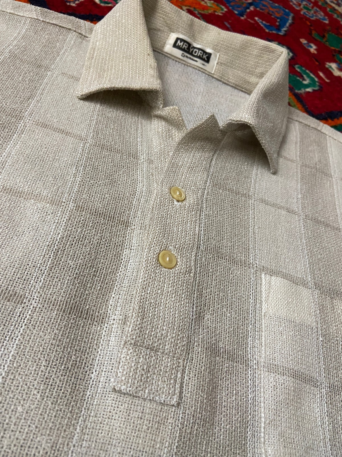 Vintage 1970s Japanese Fine Mesh Polo Shirt