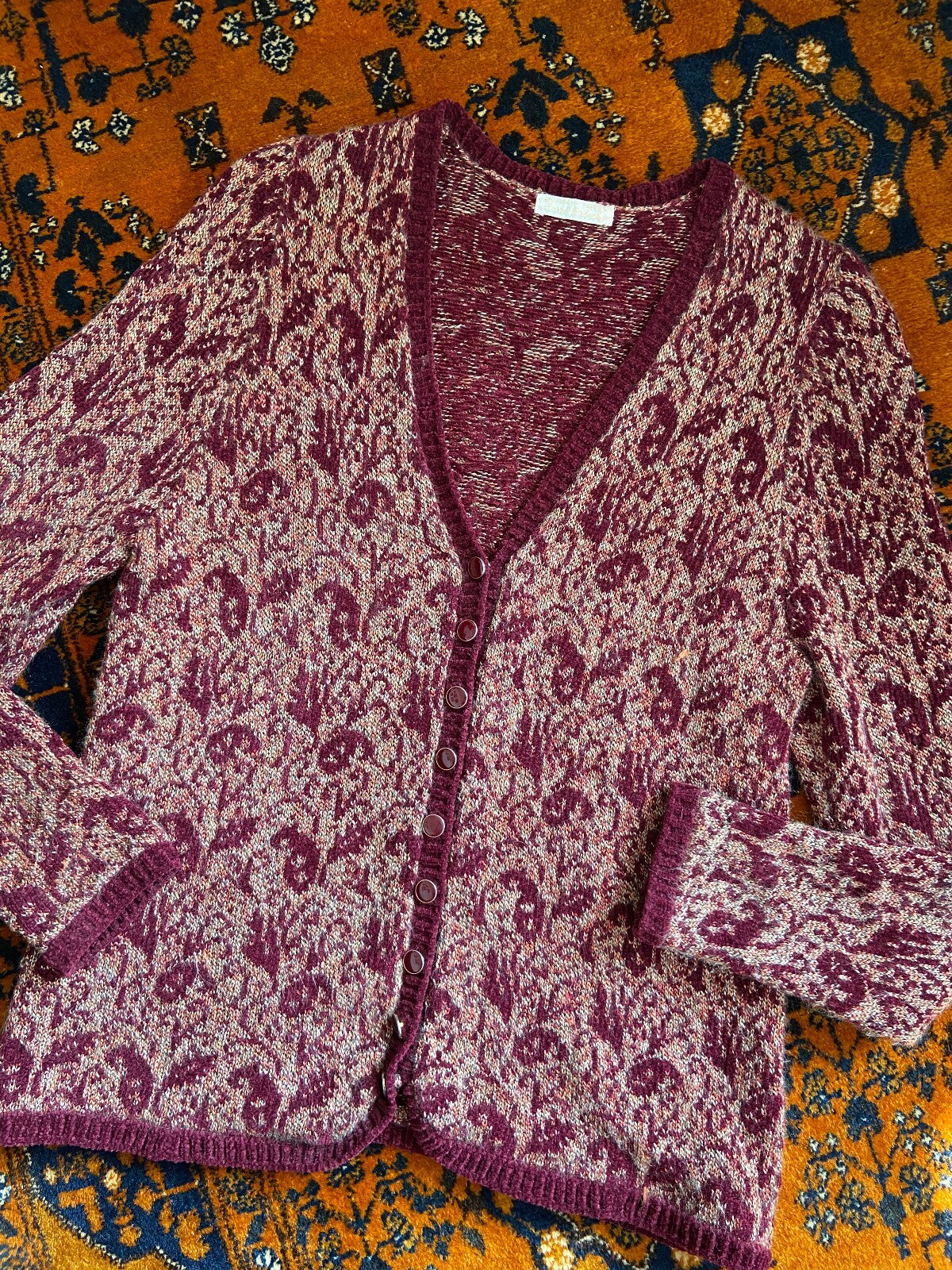 Vintage 1960s Purple Chenille Cardigan