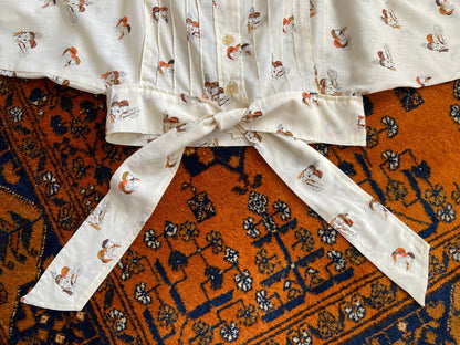 Vintage 1970s Novelty Print Cropped Shirt