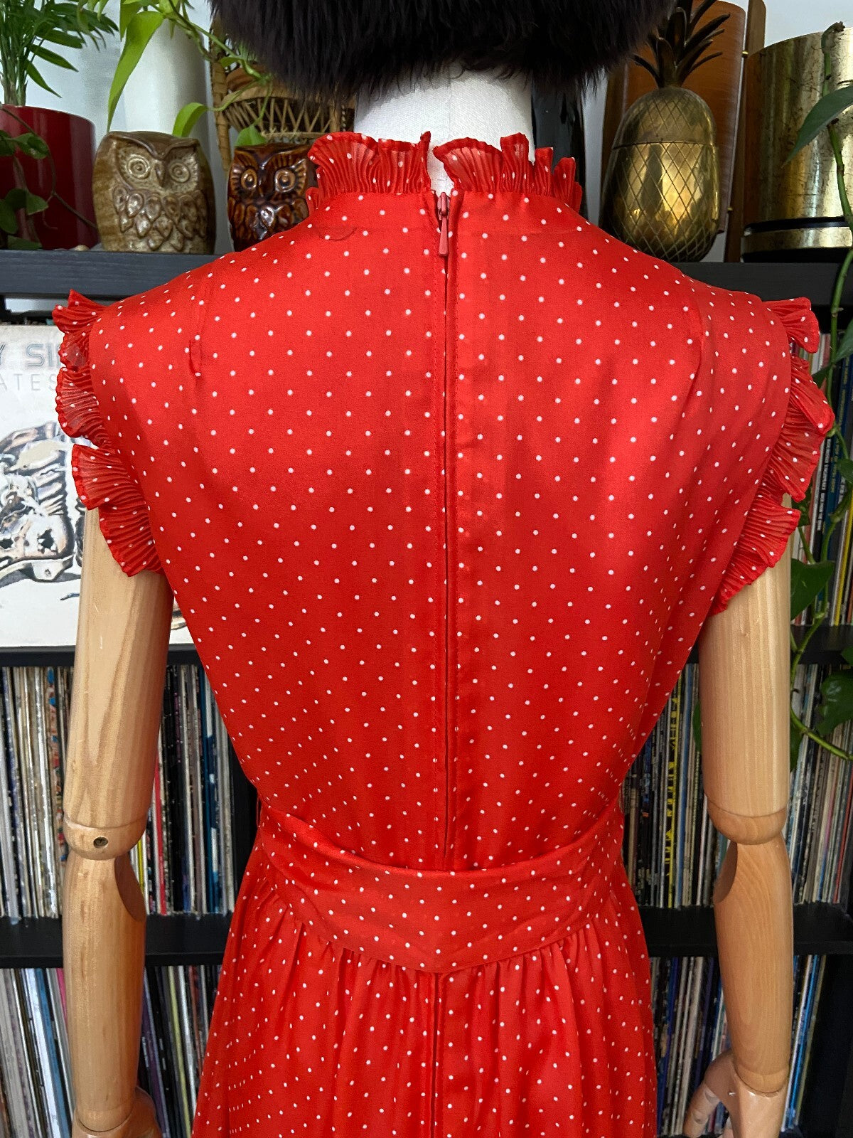 Vintage 1970s Red Polka Dot Prairie Dress