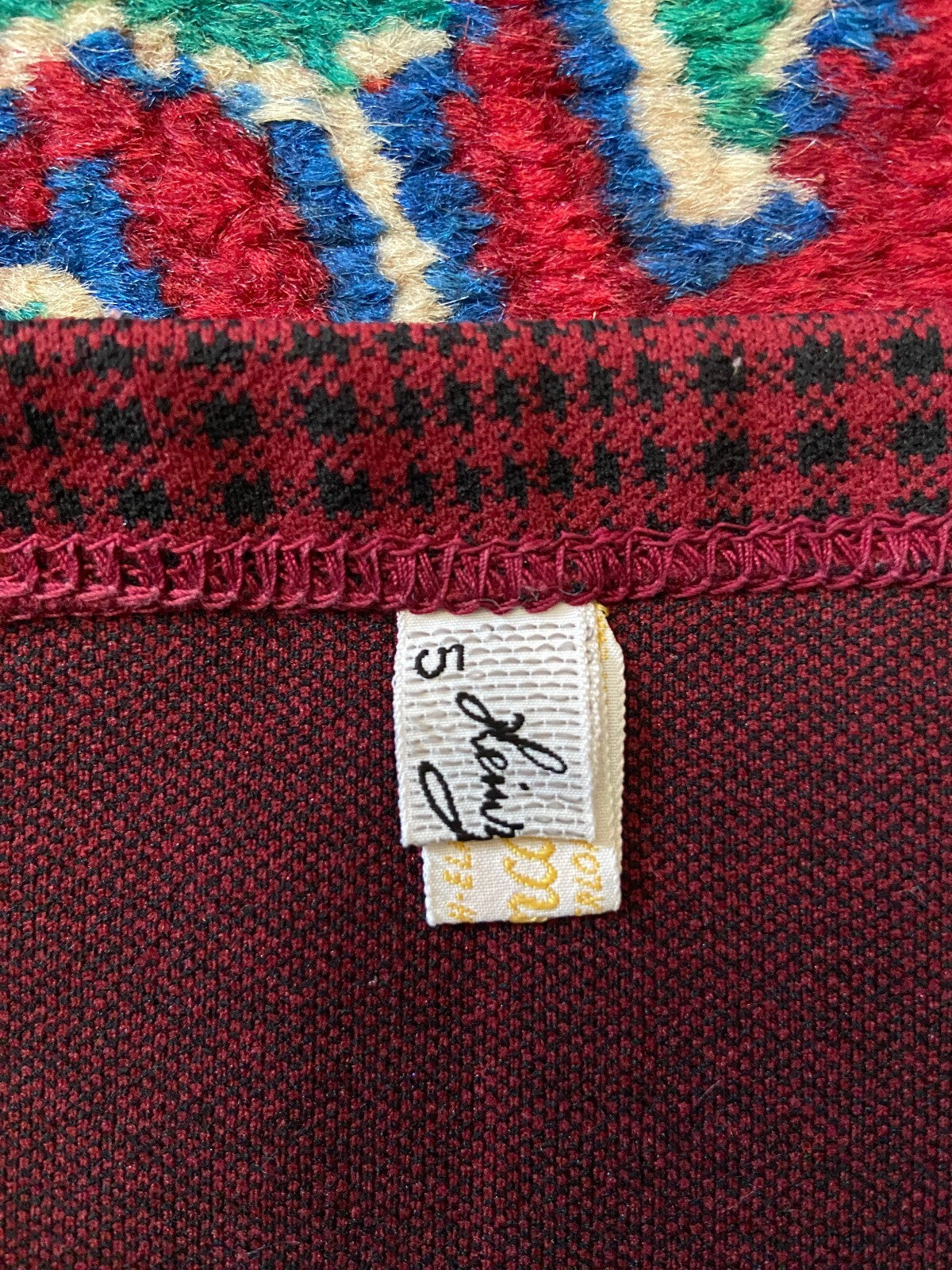 Vintage 1970s Burgundy & Black Houndstooth Swim Shorts