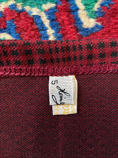 Vintage 1970s Burgundy & Black Houndstooth Swim Shorts