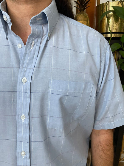 Vintage 1970s Blue Button Collar Shirt