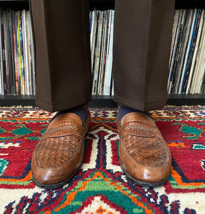 Vintage 1980s Italian Brown Moccasin Shoes UK 8
