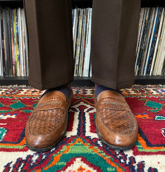 Vintage 1980s Italian Brown Moccasin Shoes UK 8