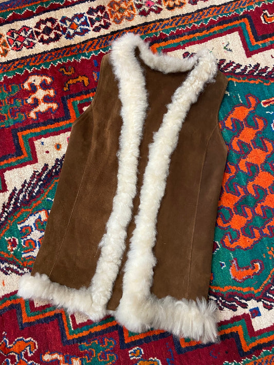 Vintage 1970s Brown Suede Penny Lane Vest