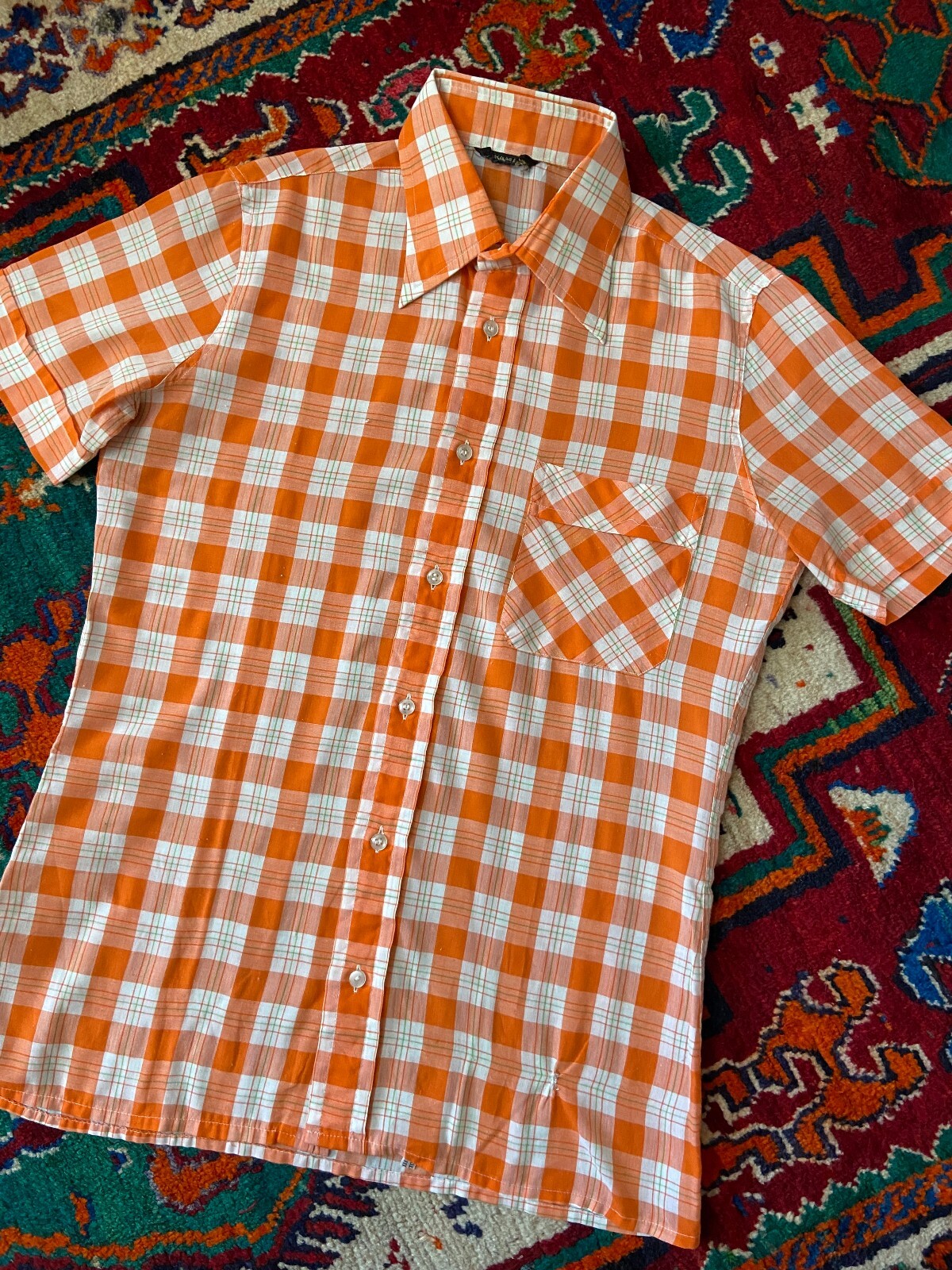 Vintage 1970s Peach Checked Shirt