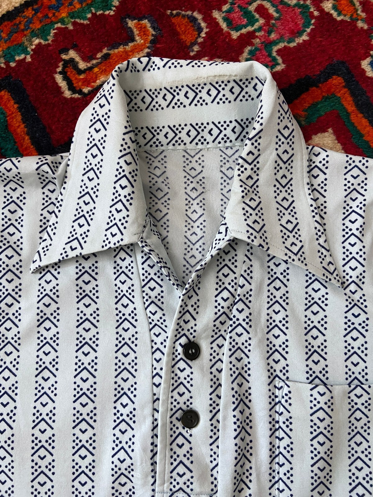 Vintage 1970s Japanese Dagger Collar Jersey Top