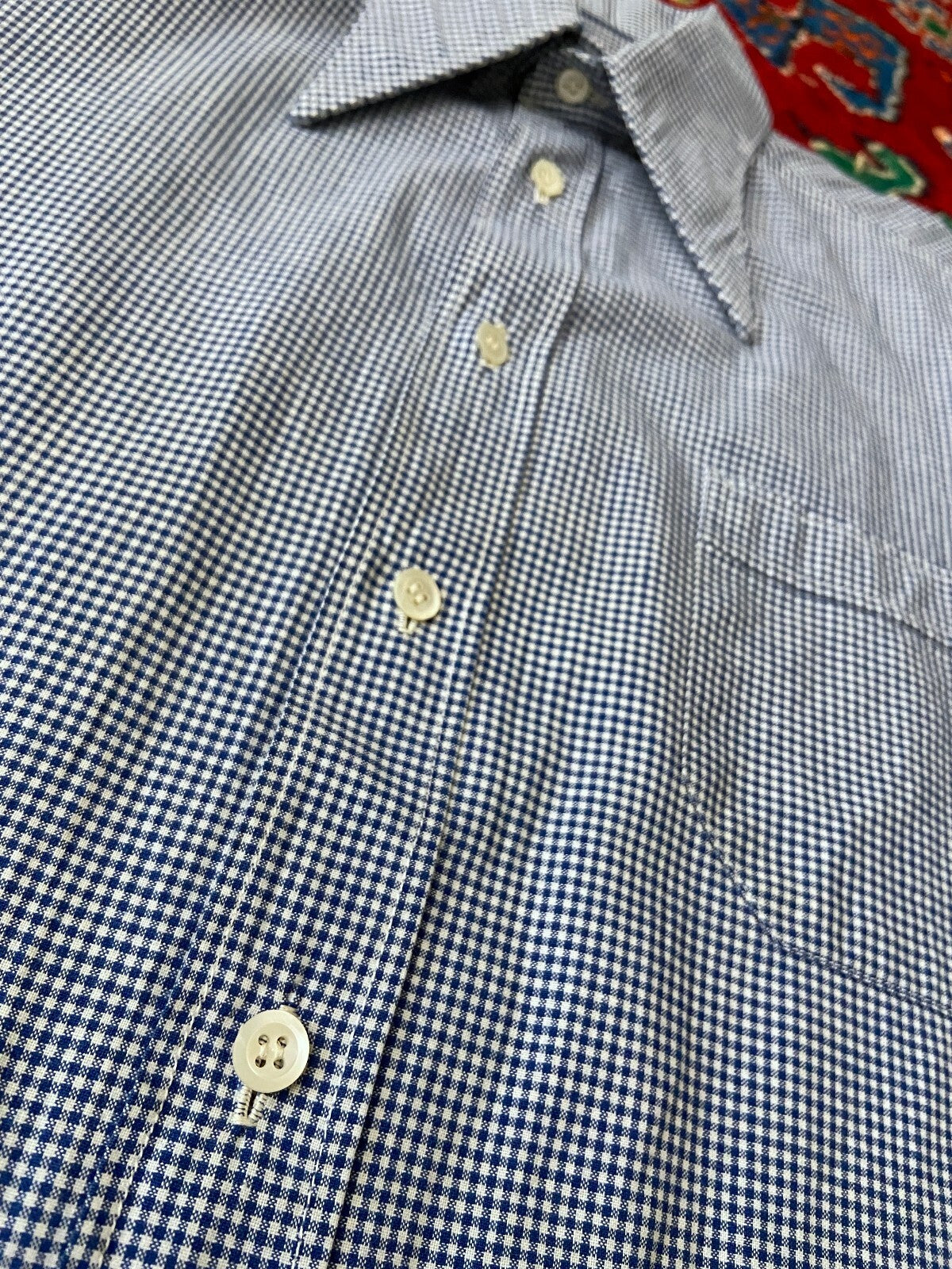 Vintage 1970s Navy & White Fine Check Shirt
