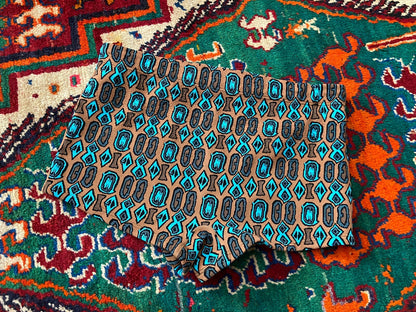 Vintage 1970s Brown & Turquoise Print Swim Shorts