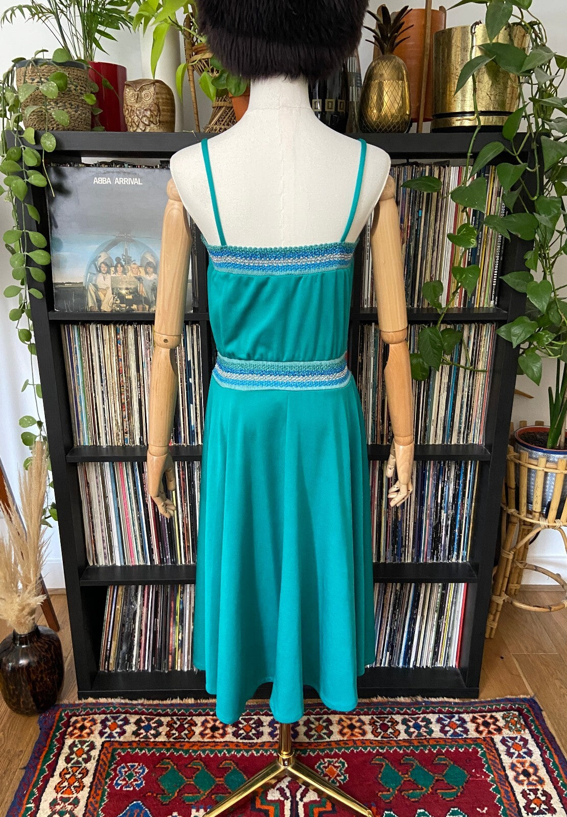 Vintage 1970s Green Strappy Disco Dress