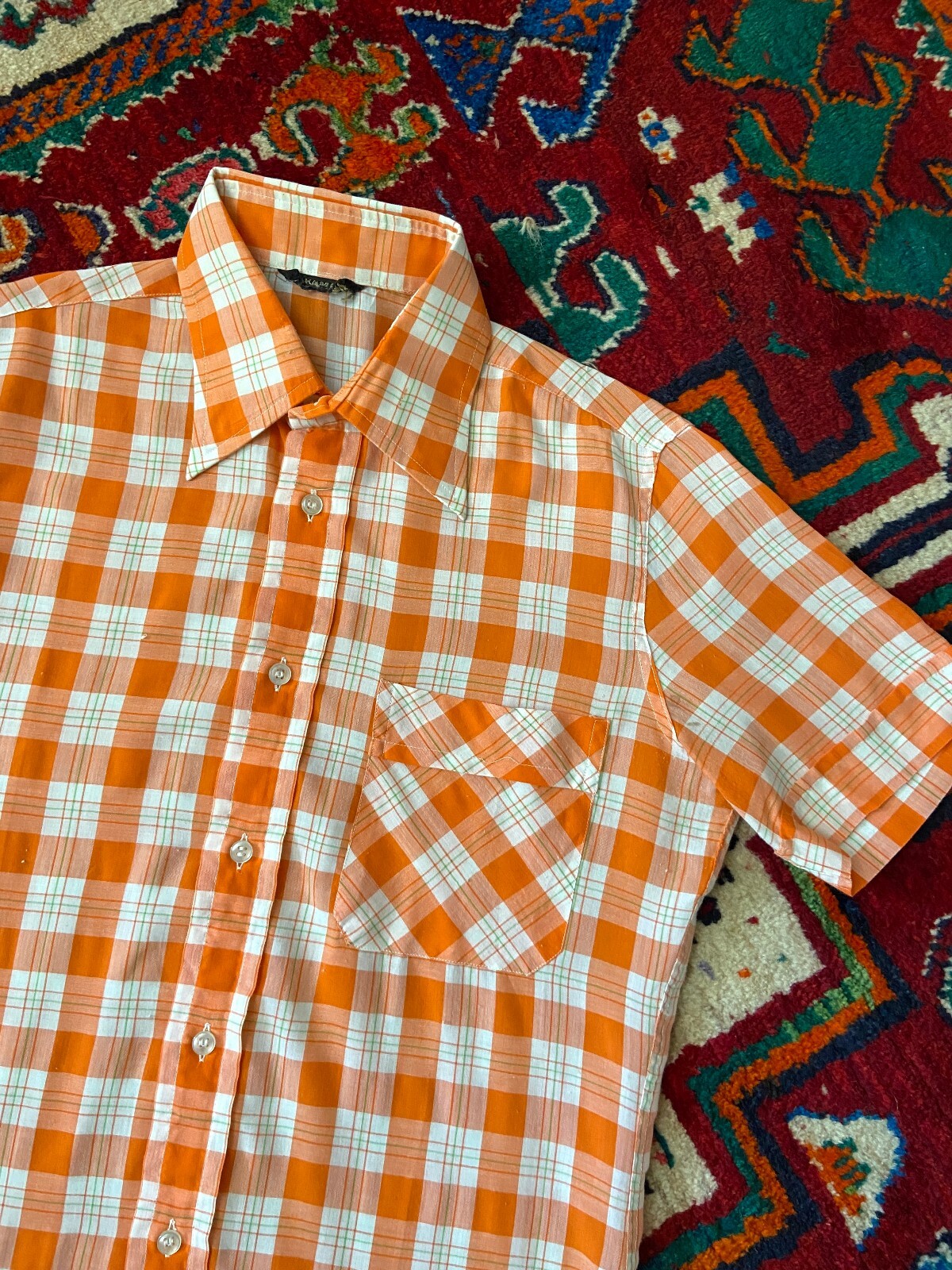 Vintage 1970s Peach Checked Shirt