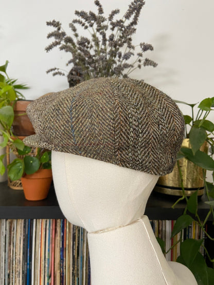Vintage 1970s Scottish-Made Harris Tweed Flat Cap