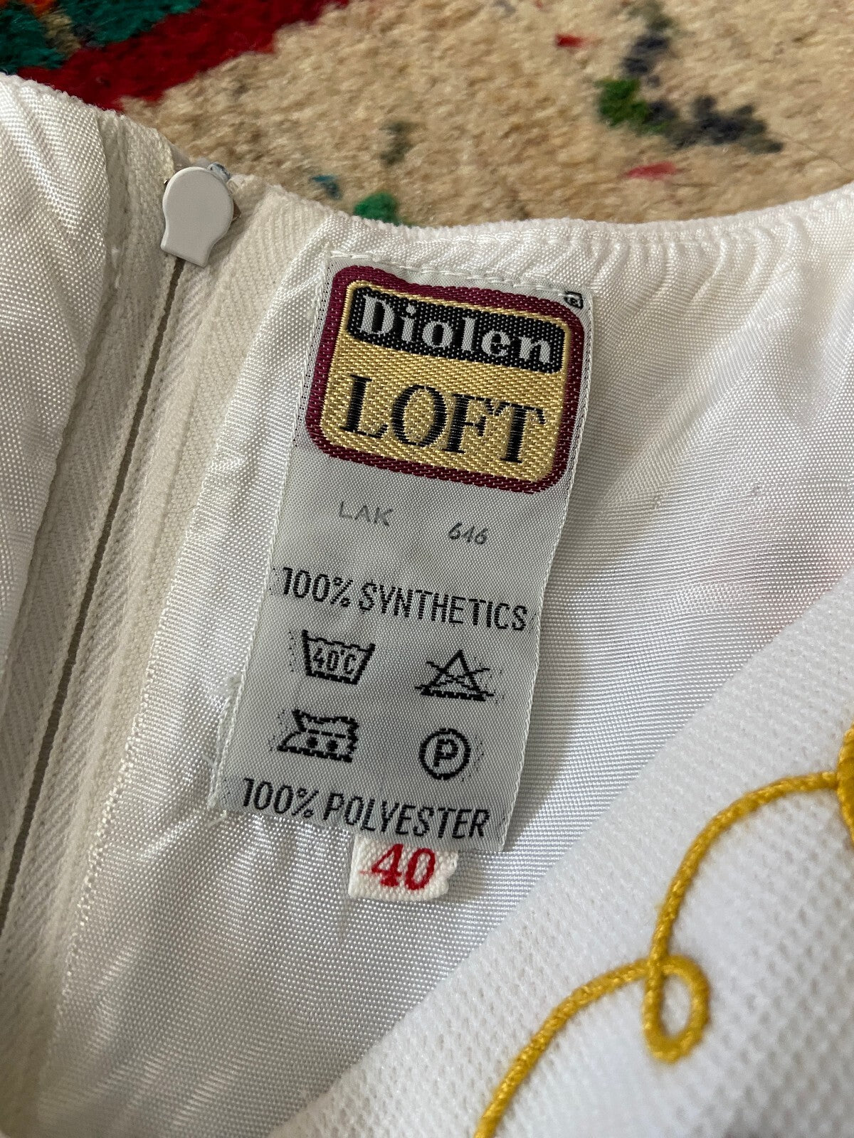 Vintage 1960s White Embroidered Shift Dress