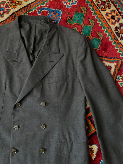 Vintage 90s Italian Charcoal Double Breasted Blazer Jacket