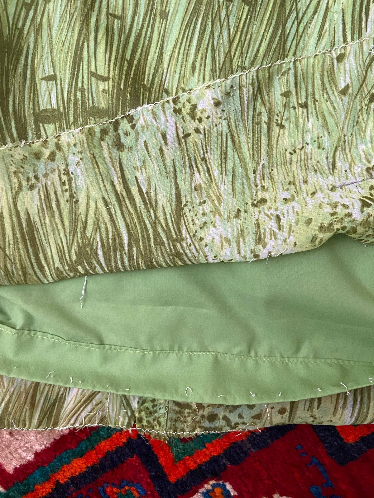Vintage 1970s Green Grass Print Maxi Dress