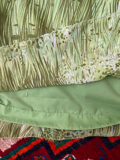 Vintage 1970s Green Grass Print Maxi Dress