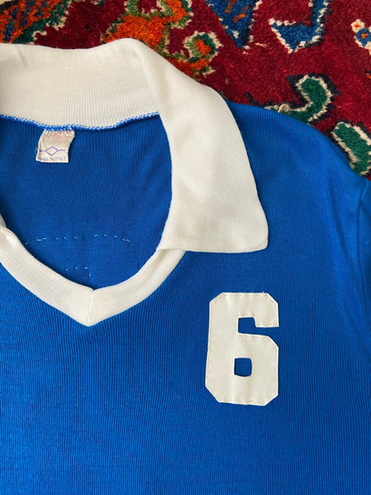 Vintage 1970s Collared Blue Football Jersey Number 6