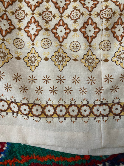 Vintage 1970s Beige Geometric Print Skirt