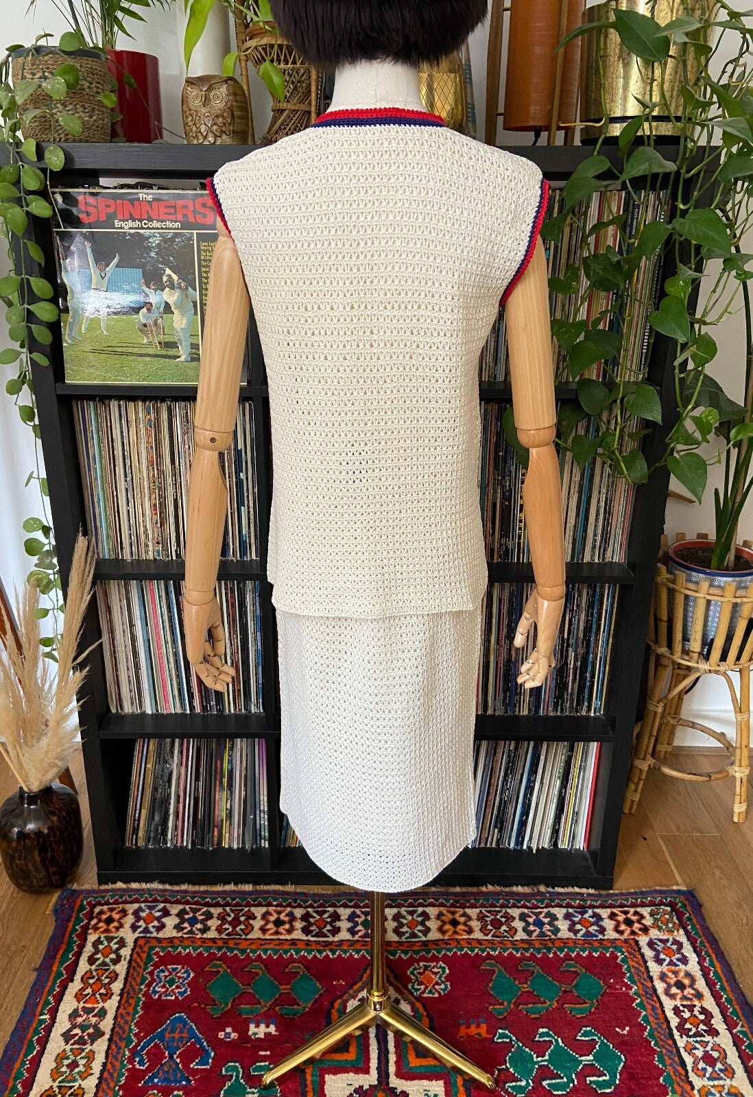 Vintage 1970s Cream Crochet Two Piece Mod Set
