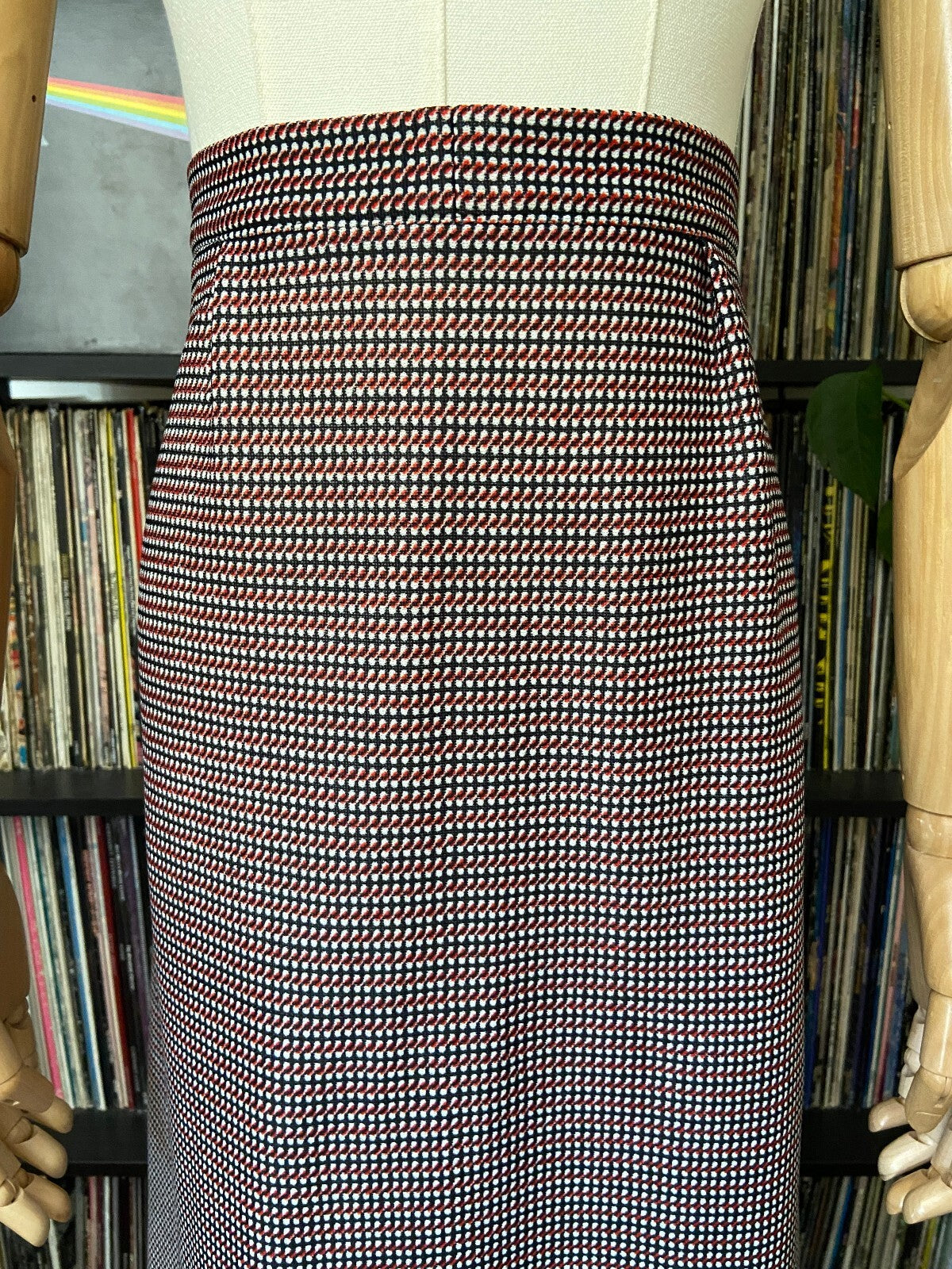 Vintage 1970s Red & Black Folk Maxi Skirt