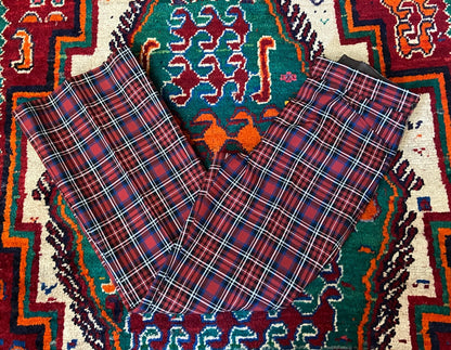 Vintage 1970s Flared Tartan Trousers W29 / L29.5