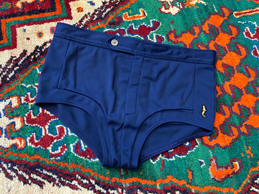 Vintage 1970s Navy Button Front Swim Shorts