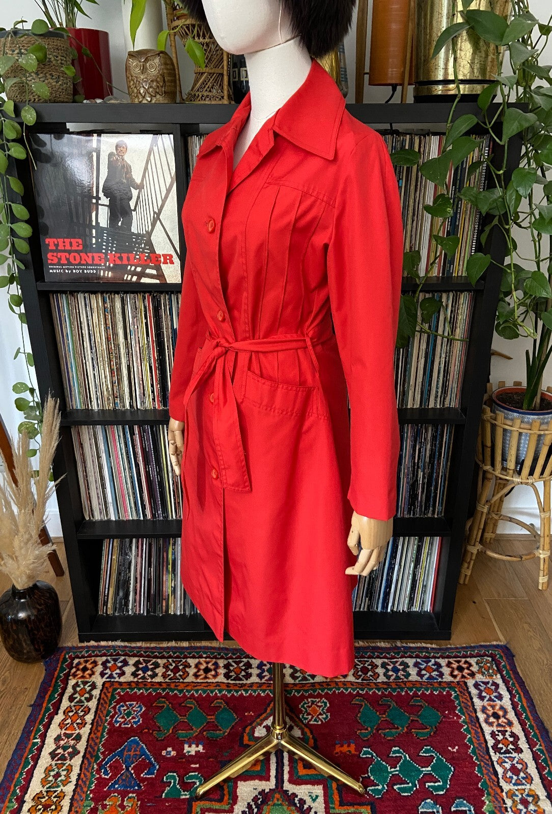 Vintage 1970s Red Mod Raincoat